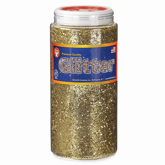 Hygloss Products Sparkling Glitter - Arts & Crafts - Variety of Uses - Fun for Slime - Variety of Vivid Colors - Safe & Non-Toxic - Gold - 1 Bottle - 16 oz each