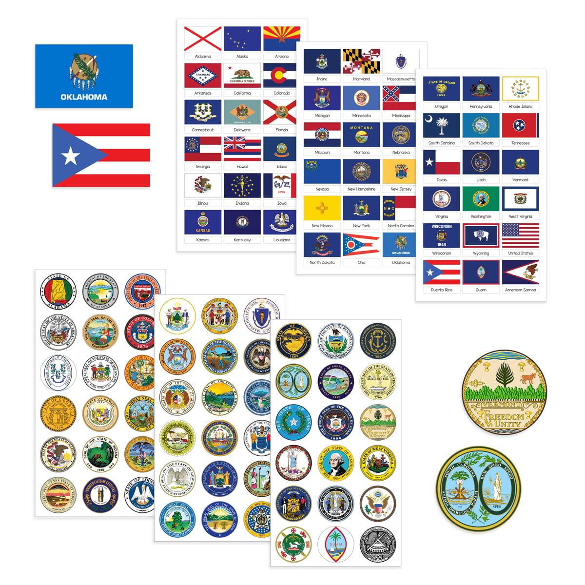 Hygloss Products US State Flags and Seals Stickers for Kids and Teachers, 432 Total Stickers, Includes 4 Sets of All 50 United States Flags and Seals