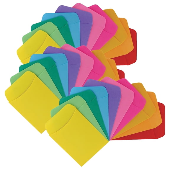 Hygloss Self-Adhesive Library Pockets, 3.5" x 4.875", 10 Colors, 30 Per Pack, 3 Packs