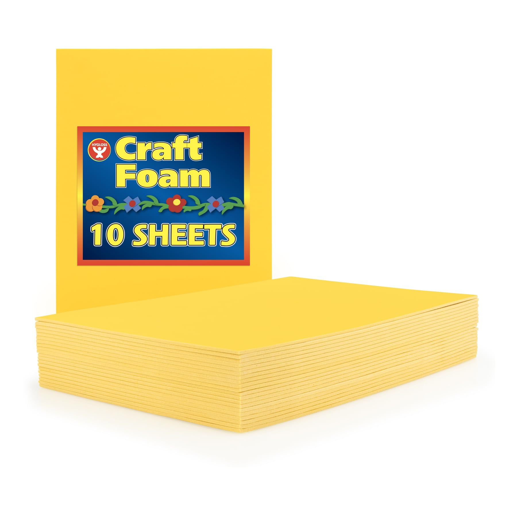 Hygloss Sheets for Crafts Colorful Foam for DIY Arts & Craft, 12‚Äù x 18‚Äù, Yellow, 10 Piece