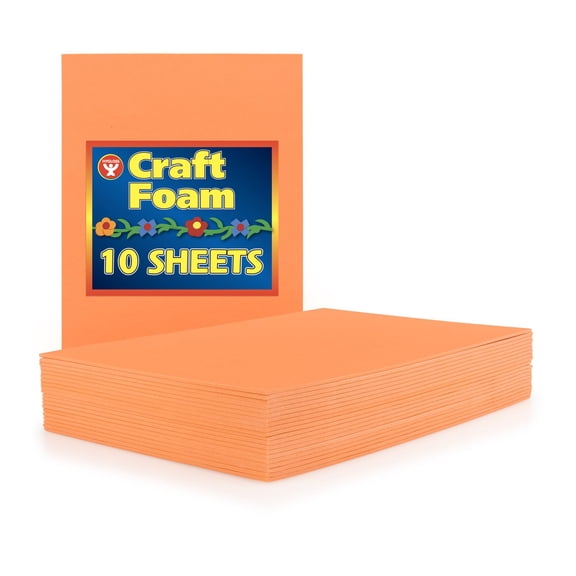 Hygloss Sheets for Crafts Colorful Foam for DIY Arts & Craft, Orange, 10 Piece