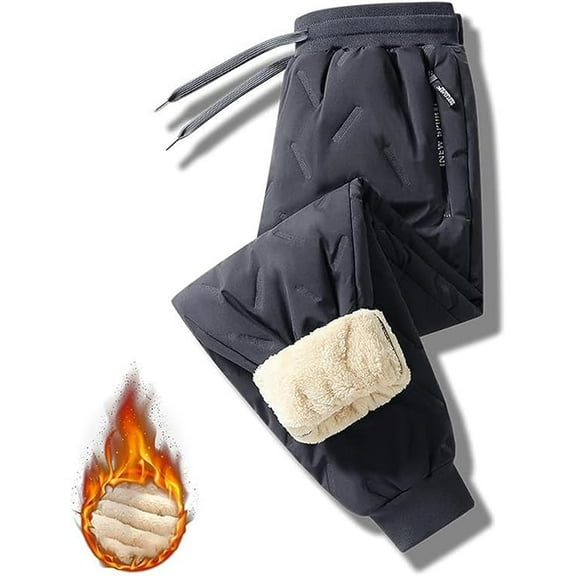 Hygo Fleece Thermal Pants Unisex Waterproof Windproof with Zipper Pockets Lined Lightweight Warm Pants Soft