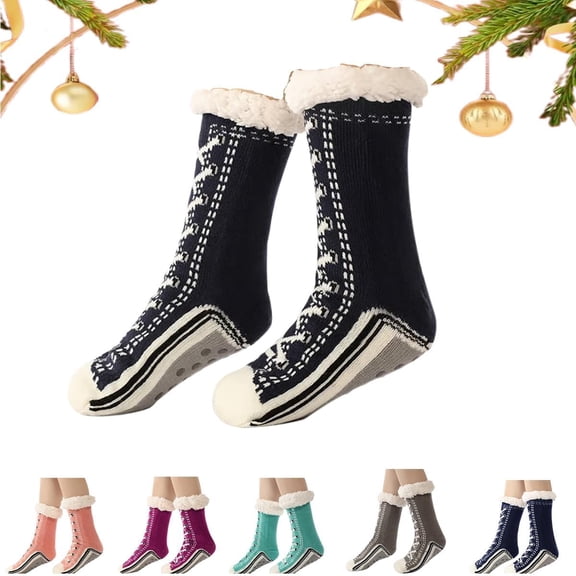 Hygosport Socks, Ultra-Thick Winter Warm Slipper Socks for Women, Cute Christmas Soft Knit Non-Slip Home Socks