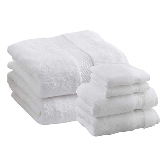 Hygro Cotton Towel Set | 6 Pieces (White) - 2 Luxury Bath Sheets, 2 Hand Towels & 2 Washcloths