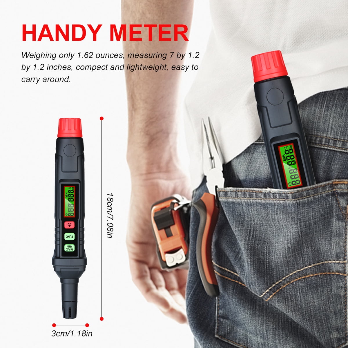 Hygrometer Hygrometer 4-in-1 Digital Psychrometer Portable Thermo-Hygrometer Mini Temperature and Humidity Meter Pen with Dew Point and Wet Bulb Temperature Battery Not Included