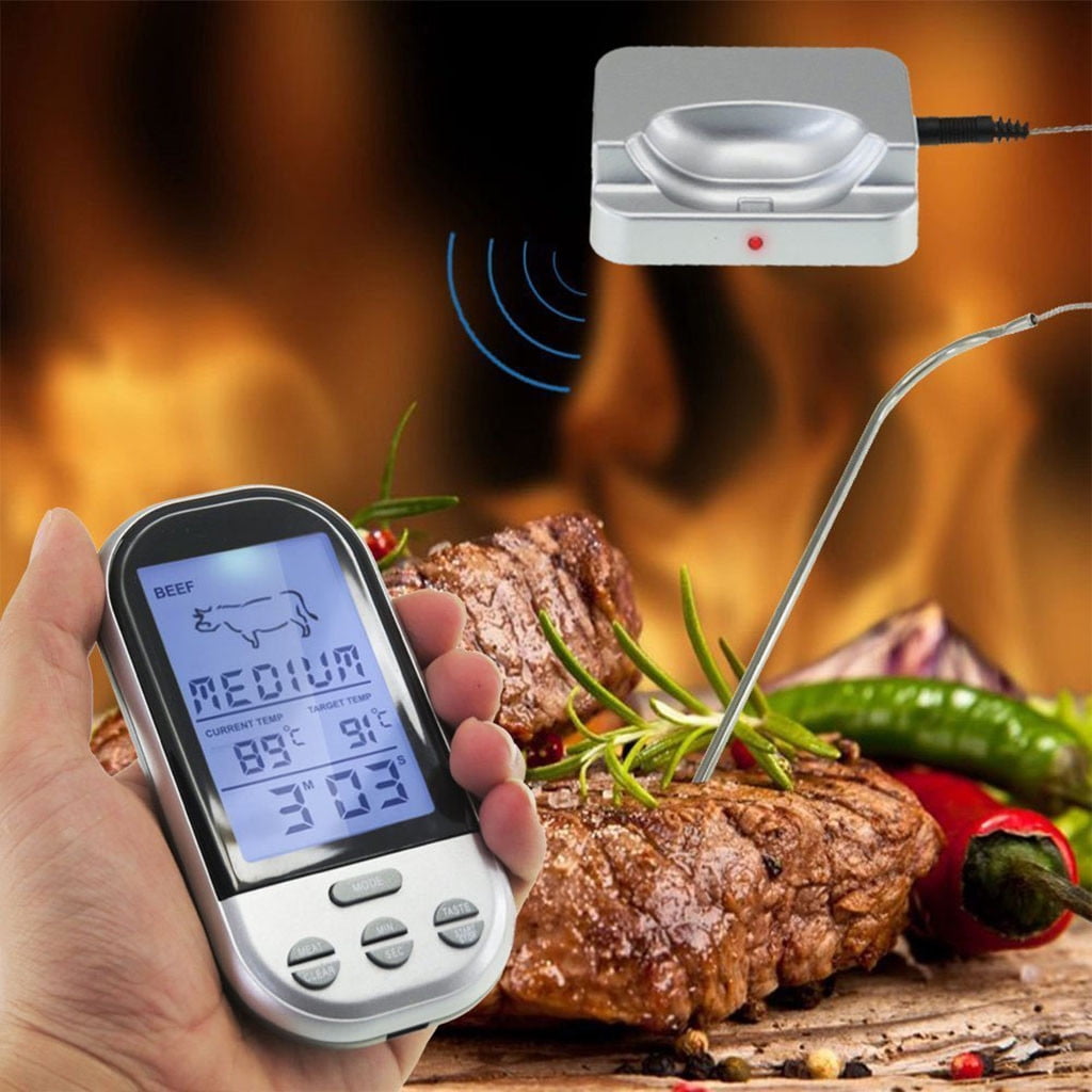 Hygrometer Outdoor Wireless LCD Remote Thermometer For BBQ Grill Meat
