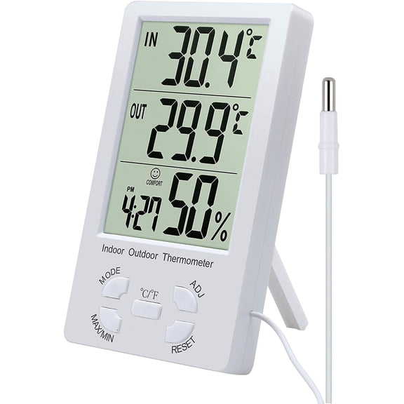 Hygrometer Thermometer Digital Lcd Display Humidity Measurement Portable Indoor Outdoor Temperature Meter Probe Sensor For Weather Stations Office Roo