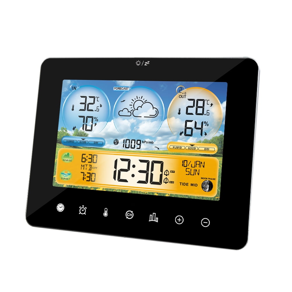 Hygrothermograph,Color Screen And Tide Time And Tide Weather Station Indoor With Remote Thermometer Station Sunset Time Sunrise Sunset Weather Thermometer Remote And With Sunrise