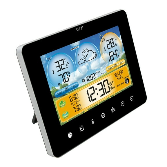 Hygrothermograph,Screen Weather Thermometer Color Screen Tide Thermometer Station With Station Indoor Time And Sunset Time Weather Thermometer Station Remote And With Sunrise And Color