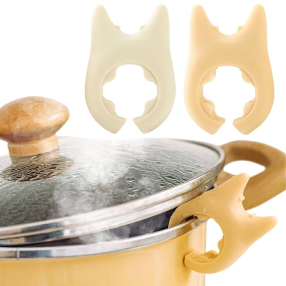 Hyhucoie 2 Pack 6.2*4.3cm Pot Clip Spoon Holder Heat Resistant Spatula Rest for Pan Edge Kitchen Gadget Utensil Bracket for Cooking