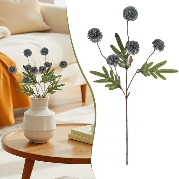 Hyhucoie Artificial Onion Chrysanthemums Faux Ball Mums for Wedding Home Decor Living Room Office Realistic Floral Arrangement