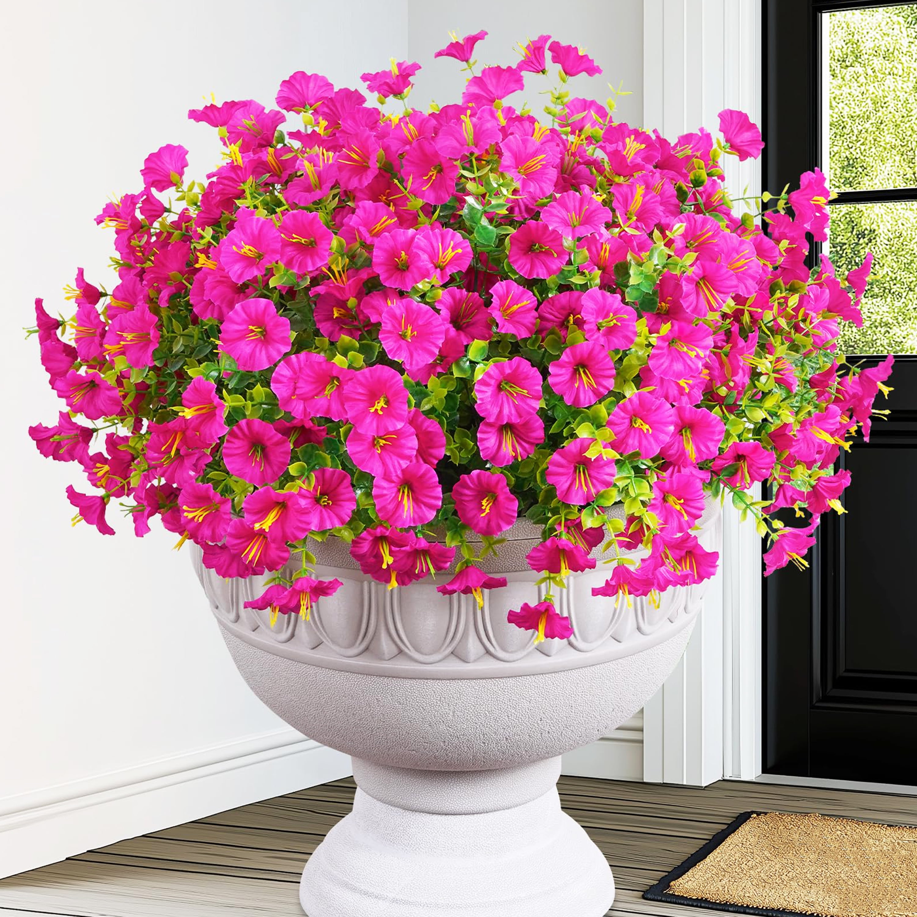 Good Morning Fake Spring Hyindoor 12 Bundles Artificial Fake Flowers Morning Glory for Outdoors ...