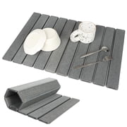 Hyindoor 23.19" 15.35" Large Foldable Stone Dish Drying Mat for Kitchen Counter , Eco-friendly Instant Drying Pad, Diatomaceous Earth Water Absorbing Mat Dark Gray