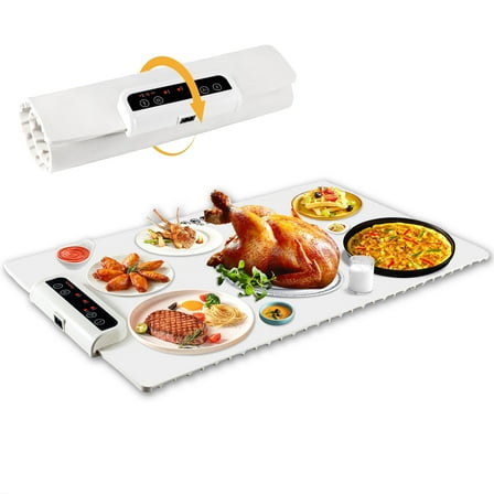 Hyindoor 24"x15" Electric Warming Tray Roll Up Food Warmers with Adjustable Temperature & Time Controls for Parties Buffets and Home Use