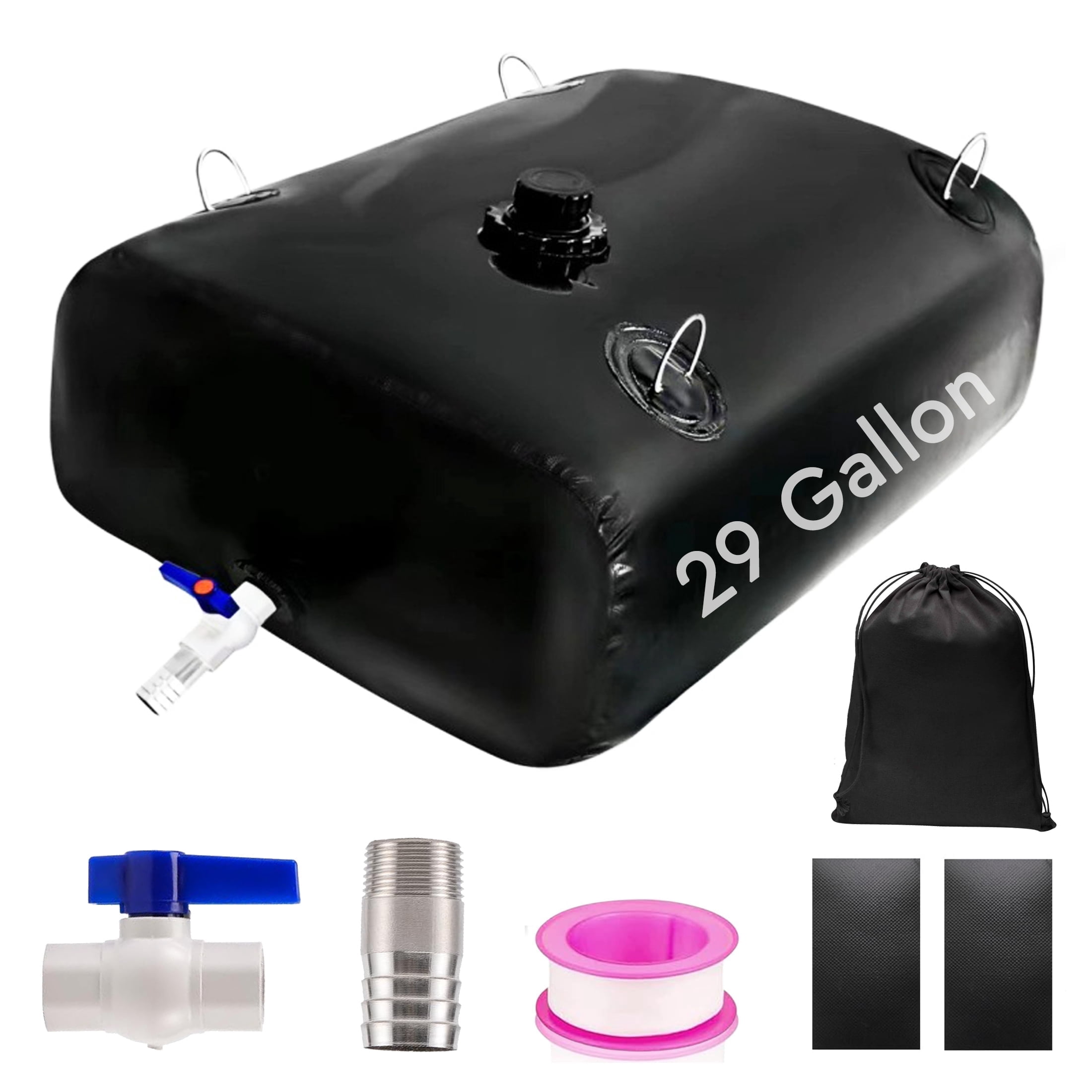 Hyindoor 29Gallon/110L Water Storage Bladder, Foldable Portable RV Tank for Garden Yard Outdoor Camping Emergency Water Storage (Black)