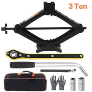 Hyindoor 3 Ton 6614 lbs Car Jack Lift Kit 9PCS Scissor Jack Car Emergency Kit Tire Jack Tool Kit for Car SUV Truck MPV