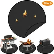 Hyindoor 38" Fire Pit Mat Round Fireproof Grill Mat Double-Sided Oil-Proof Waterproof for Outdoor Lawn Deck Grill Barbecue Accessories Black