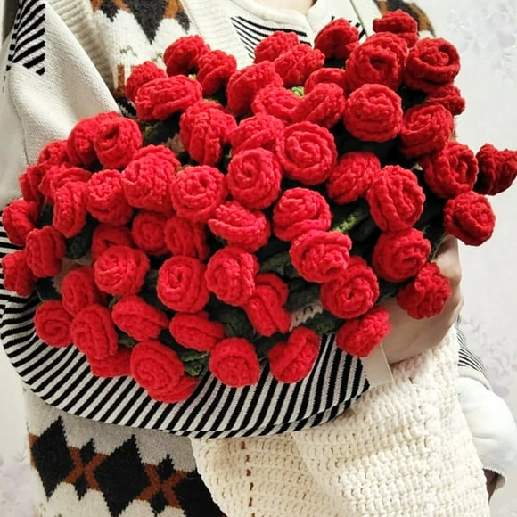 Hyindoor 41" Rose Flower Bouquet Blanket, Soft and Lightweight Knitted Throw Blankets Gifts for Birthday Wedding Mother's Day Valentine’s Day Christmas Home Decor