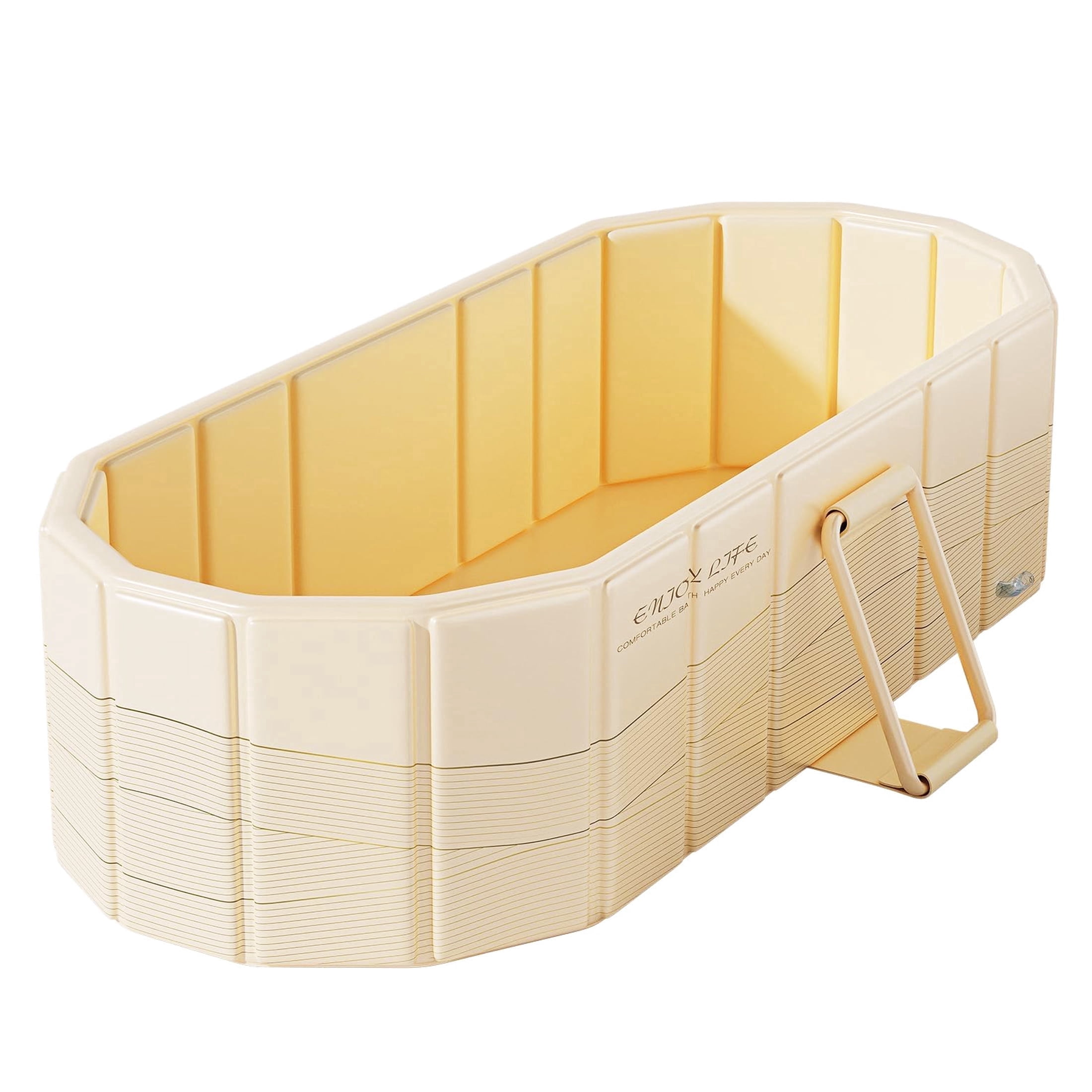 Hyindoor 57" Portable Foldable Bathtub for Adults, Coverless Hot Soaking & Ice Bath Tub Suitable for Indoor Shower Stalls and Outdoor Activities (Yellow)