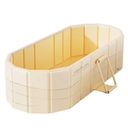 Hyindoor 57" Portable Foldable Bathtub for Adults, Coverless Hot Soaking & Ice Bath Tub Suitable for Indoor Shower Stalls and Outdoor Activities Yellow