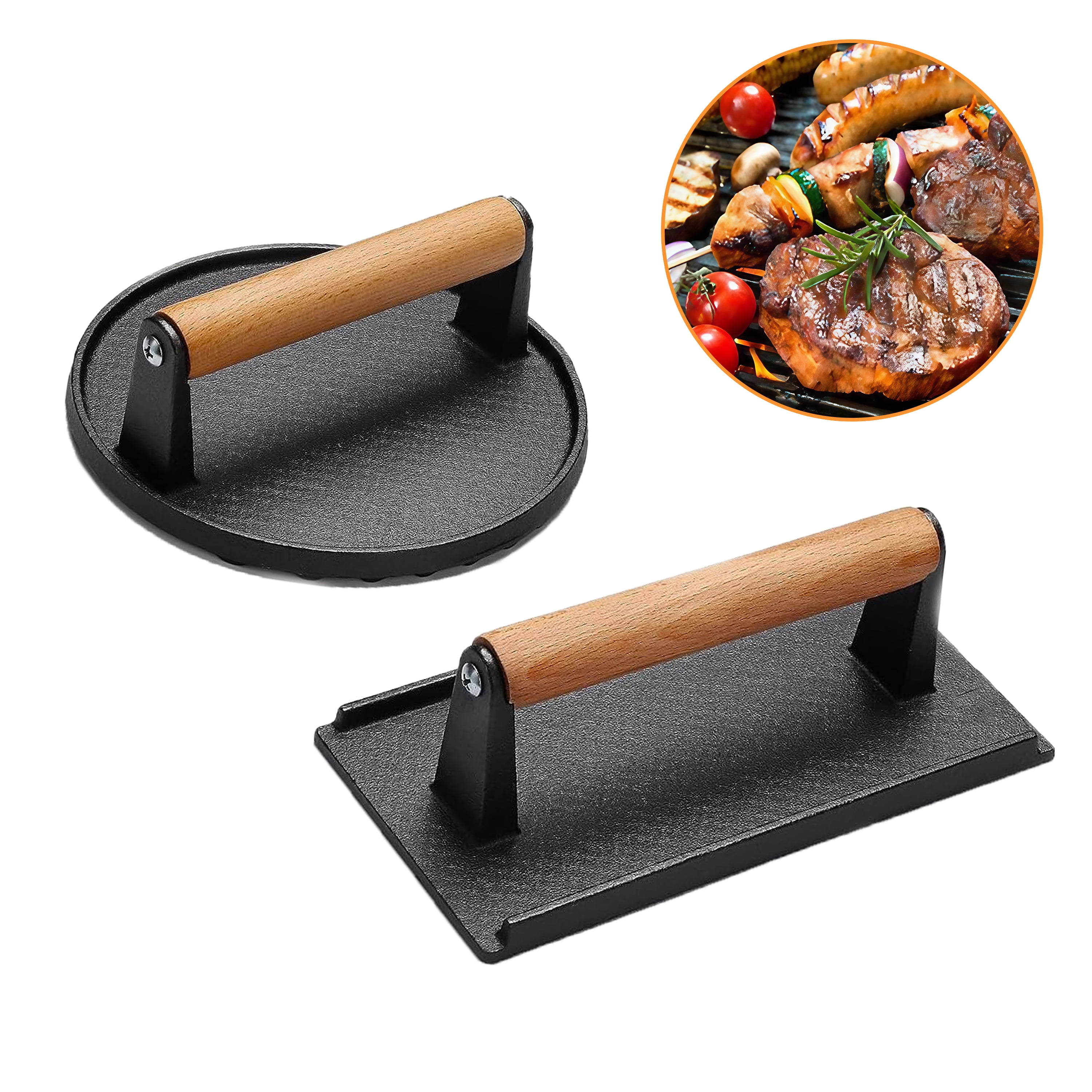 Hyindoor Burger Press 2PCS Panini Hamburger Bacon Meat Press Camping
