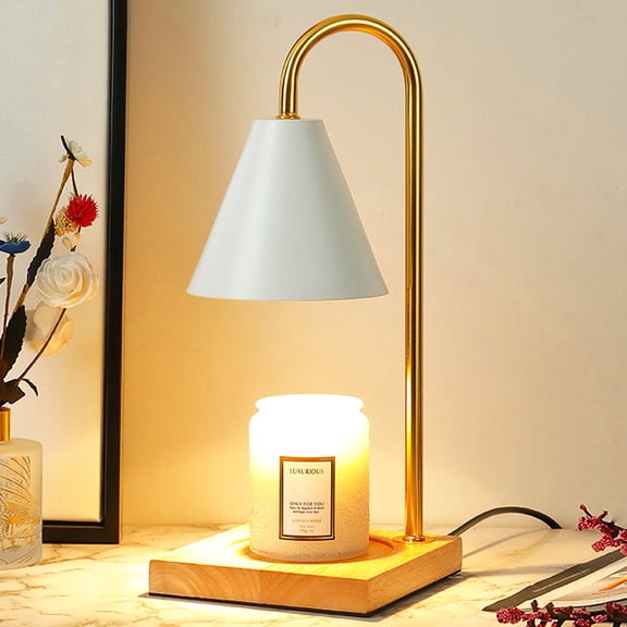 Hyindoor Candle Warmer Lamp Wax Melt Warmer for Scented Wax with 2 GU10 Bulbs Compatible with Candle Large Jar White
