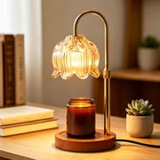 Hyindoor Flower Candle Warmer Lamp with Timer Adjustable Height, Vintage Wax Melt Warmer for Scented Wax with 2 GU10 Bulbs, Birthday Gifts for Women, Mom Gifts 