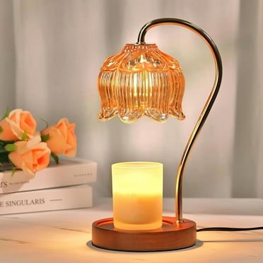 Hyindoor Flower Candle Warmer Lamp with Timer, Vintage Wax Melt Warmer for Scented Wax with 2 GU10 Bulbs, Birthday Gifts for Women, Mom Gifts Idea