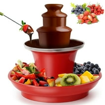 Hyindoor Mini Chocolate Fountain Party Cheese BBQ Sauce Liqueur Fountain Machine with Heating Function for Party Birthday Wedding（Red）