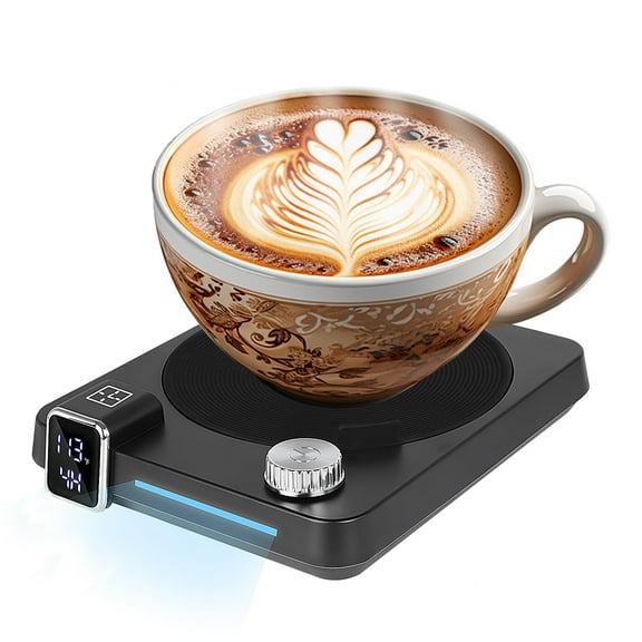 Hyindoor Mug Warmer, Black Coffee Cup Warmer with Temperature Display and Auto Shut Off for Office Home Desk Use (with Silicone Cup Pad)