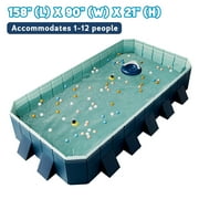 Hyindoor Outdoor Foldable Non-Inflatable Adults and Kids Swimming Pool Hard Plastic Anti-Slip for Lawn Garden Backyard（158" x 90" x 21"）