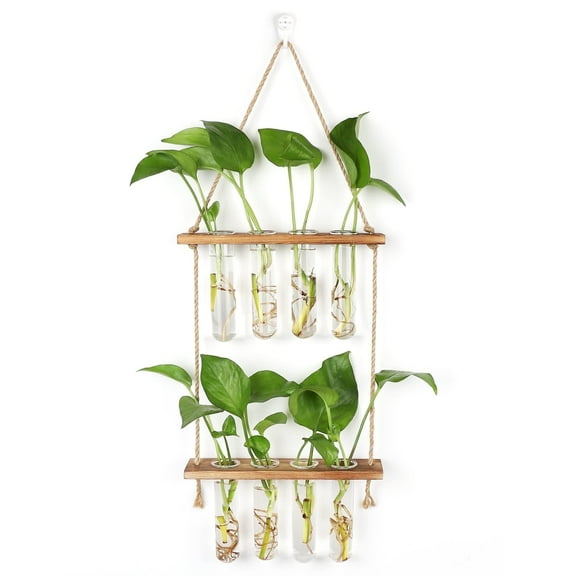Hyindoor Propagation Station with 8 Glass Tubes Wall Hanging Planter Terrarium