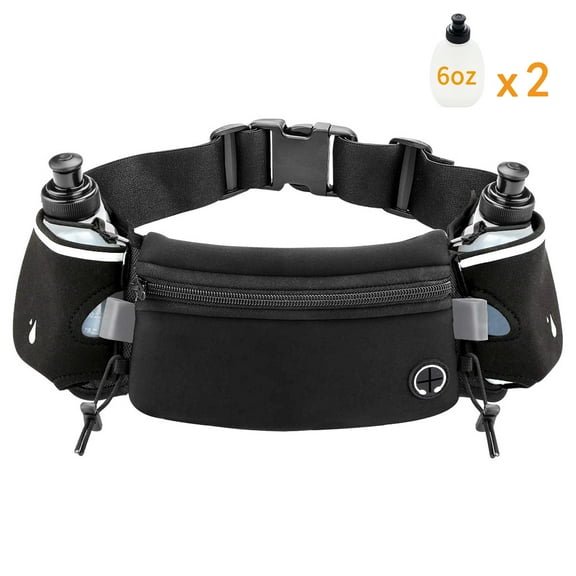 Hyindoor Running Belt with 2 Water Bottles, Adjustable Hydration Belt Waterproof Waist Pack Bag Fits 6.7 inches Phones, Sports Waist Pouch for Running Marathon Hiking Cycling Climbing Fishing