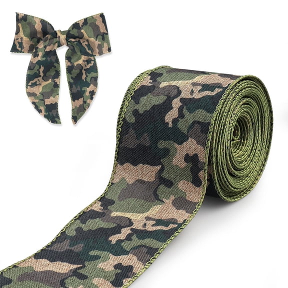 Hying 2.5" x 10 Yds Camo Ribbon for Wrapping Wreath Bows Crafts Camouflage Wired Ribbons
