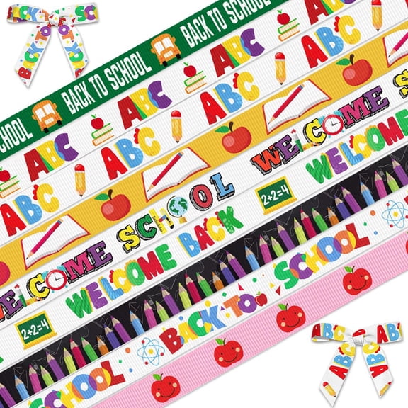 Hying 9 Rolls Back to School Ribbon for Wreath Bows Teacher Ribbon Ruler Ribbons 3/8"x27Yd