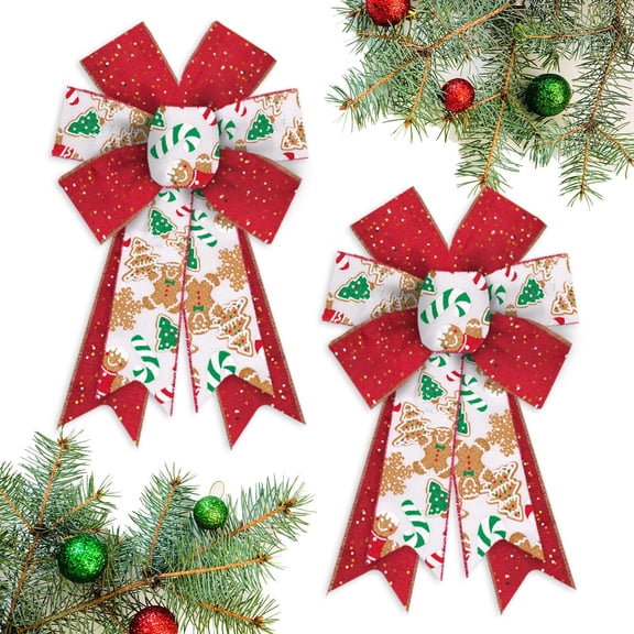 Hying Christmas Gingerbread Man Wreath Bow for Front Door, Wall, Fence Decor