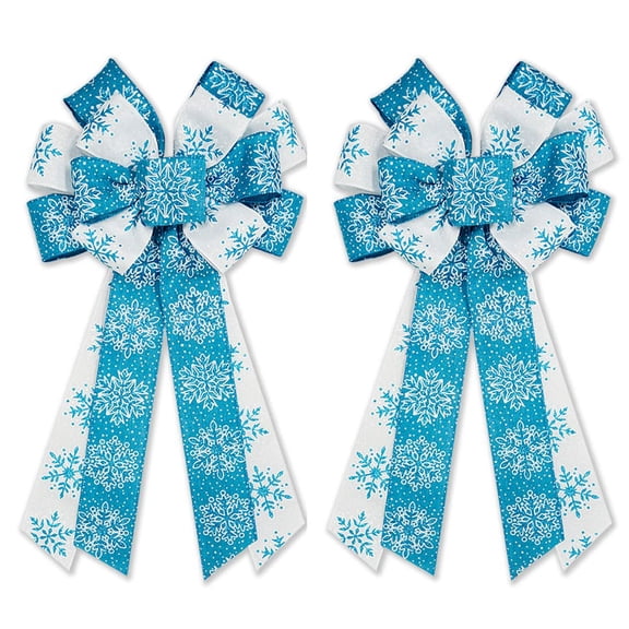 Hying Large Christmas Bow for Wreath,Snowflakes Wreath Bow Winter Holiday Christmas Bows