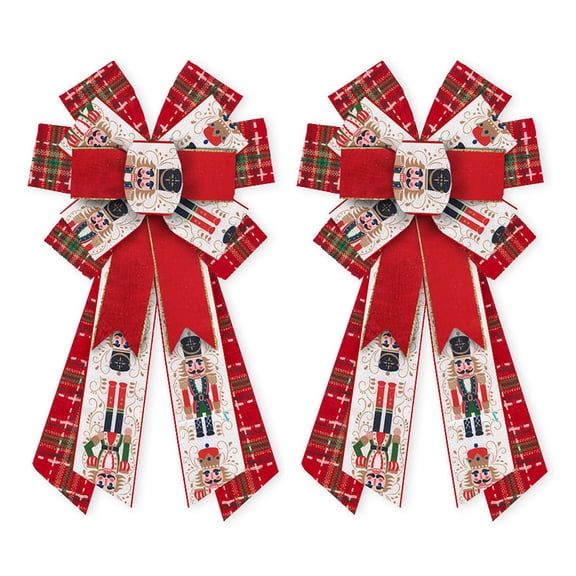 Hying Large Christmas Bows for Wreath,Buffalo Plaid Wreath Bows Christmas Nutcracker Bow