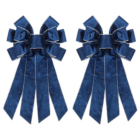 Hying Large Christmas Bows for Wreath, Navy Blue Velvet Wreath Bow Winter Tree Topper Bows