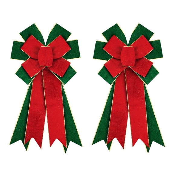 Hying Large Christmas Bows for Wreath, Red Green Velvet Wreath Bows for Front Door