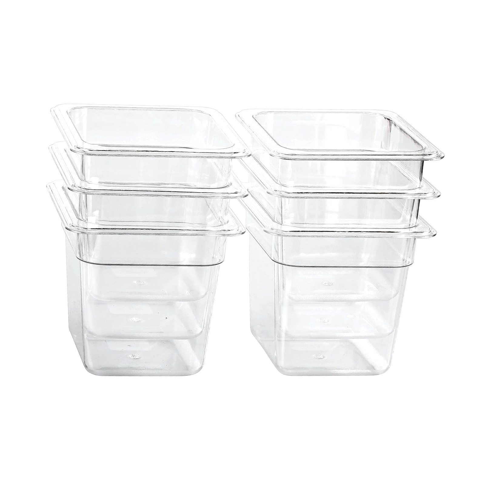 Hyjoy 1/6 Size Food Containers 6 Pack 6 Inch Deep Pan Clear ...