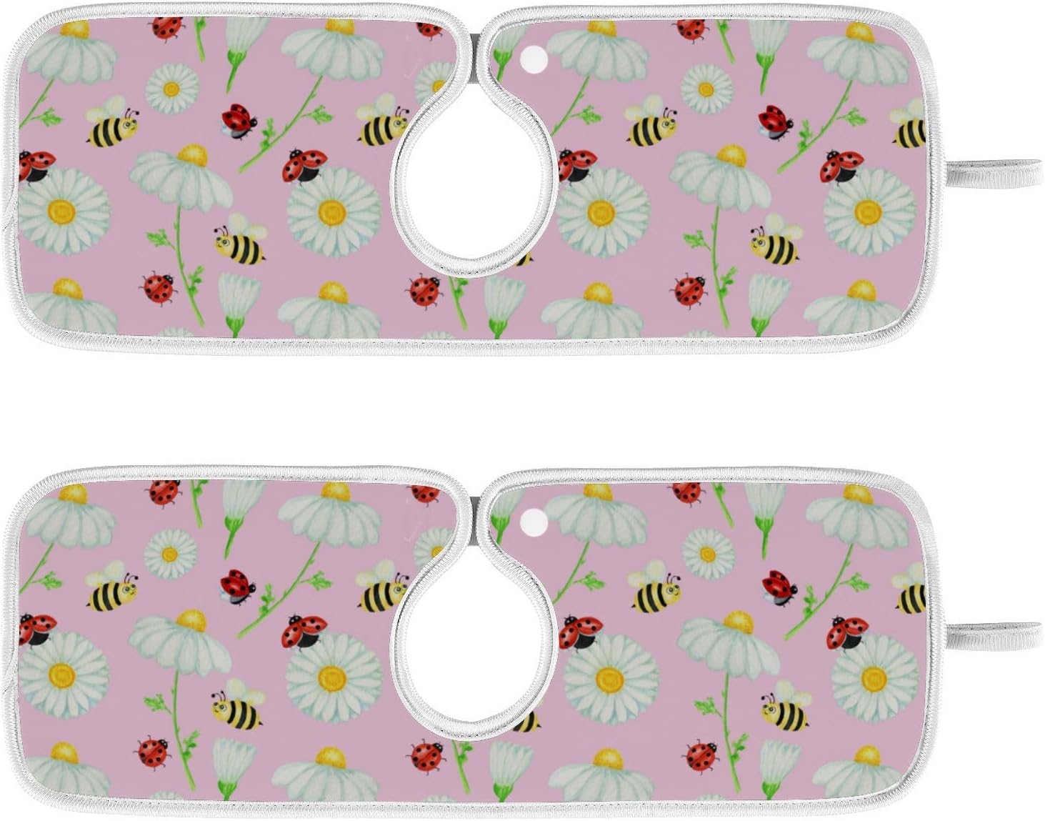 Hyjoy 2 Pack Faucet Mat Splash Guard for Kitchen Sink,Daisy Ladybug Bee