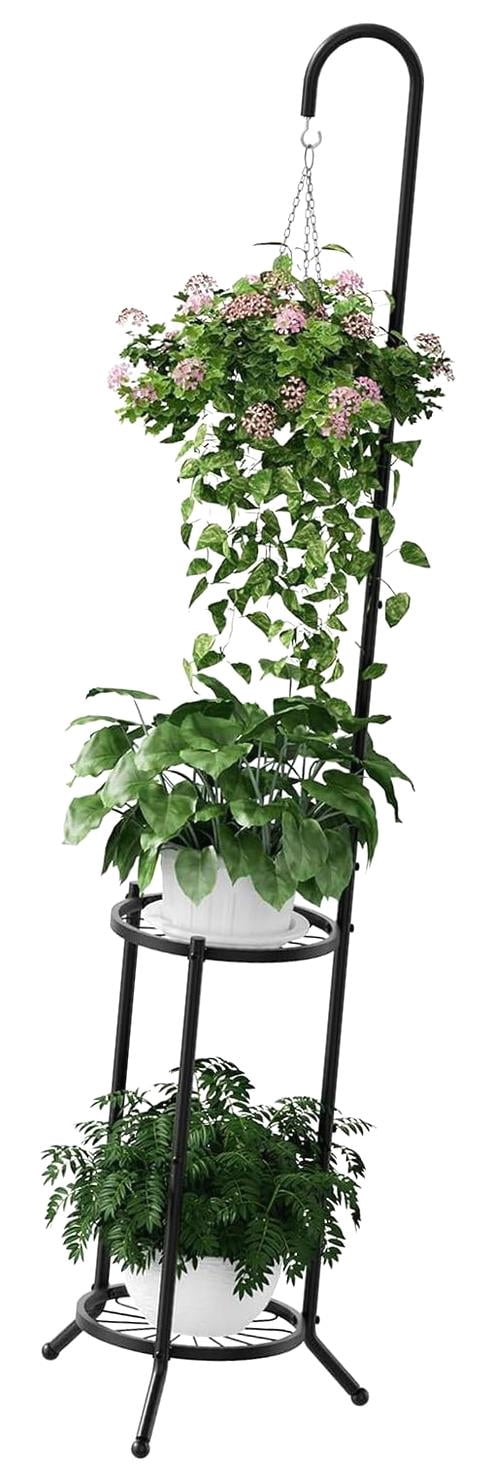 Hyjoy 2-tier Hanging Plant Stand for Indoor and Use, Compact Iron Plant ...