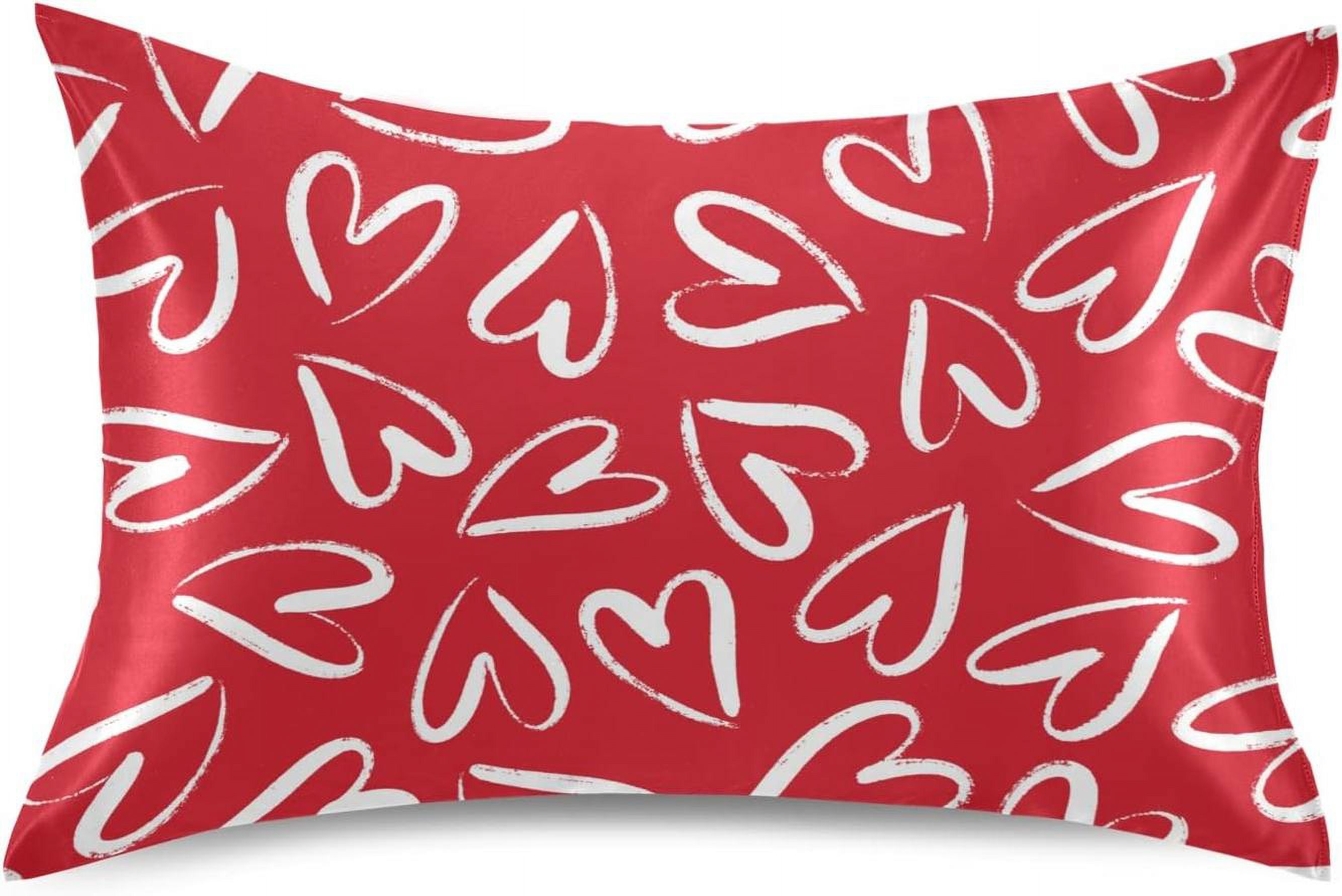 Hyjoy 20x26in Valentine's Day Heart Satin Pillowcase for Hair and Skin