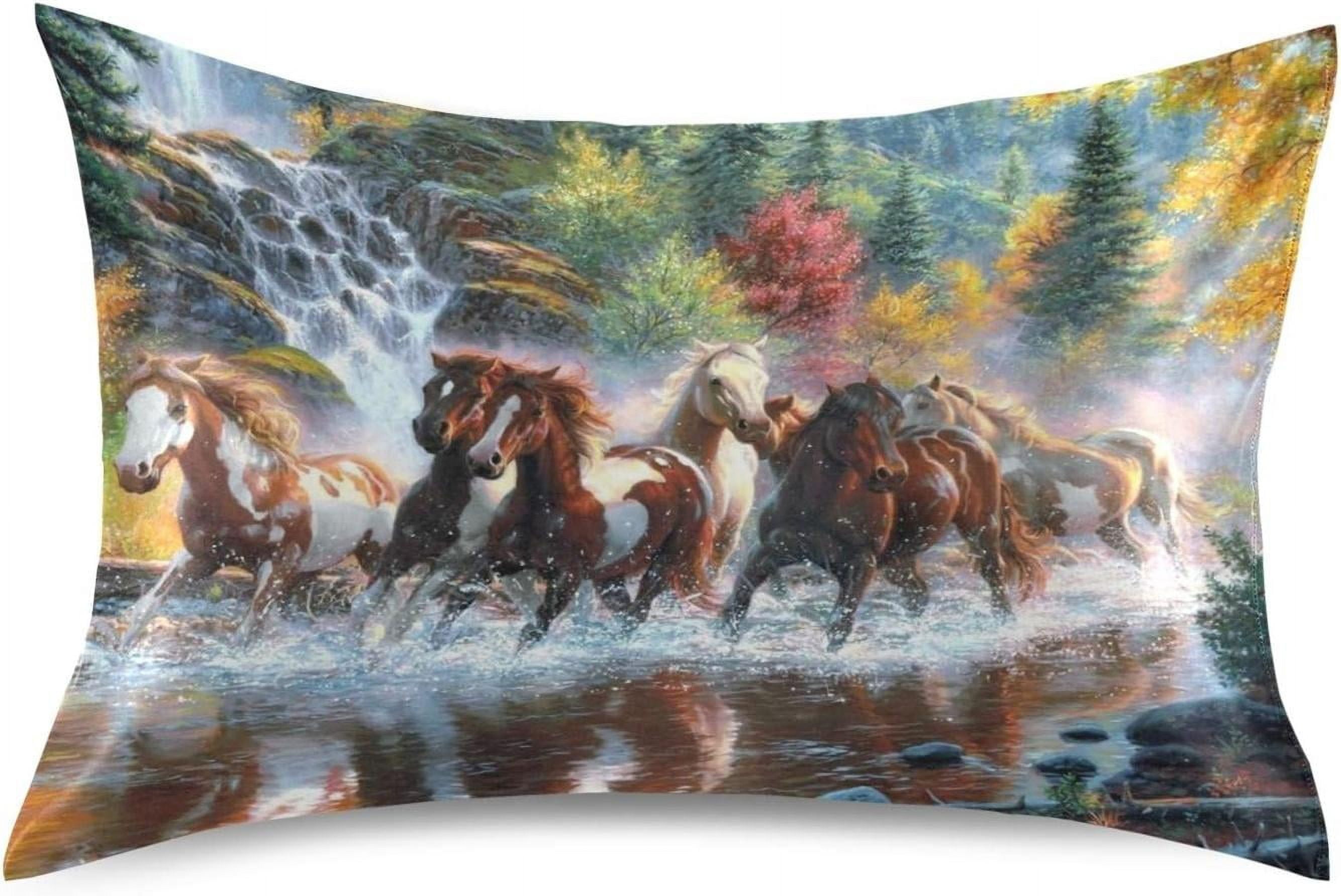 Hyjoy 20x30in Running Horses Pillowcase for Hair and Skin Silk