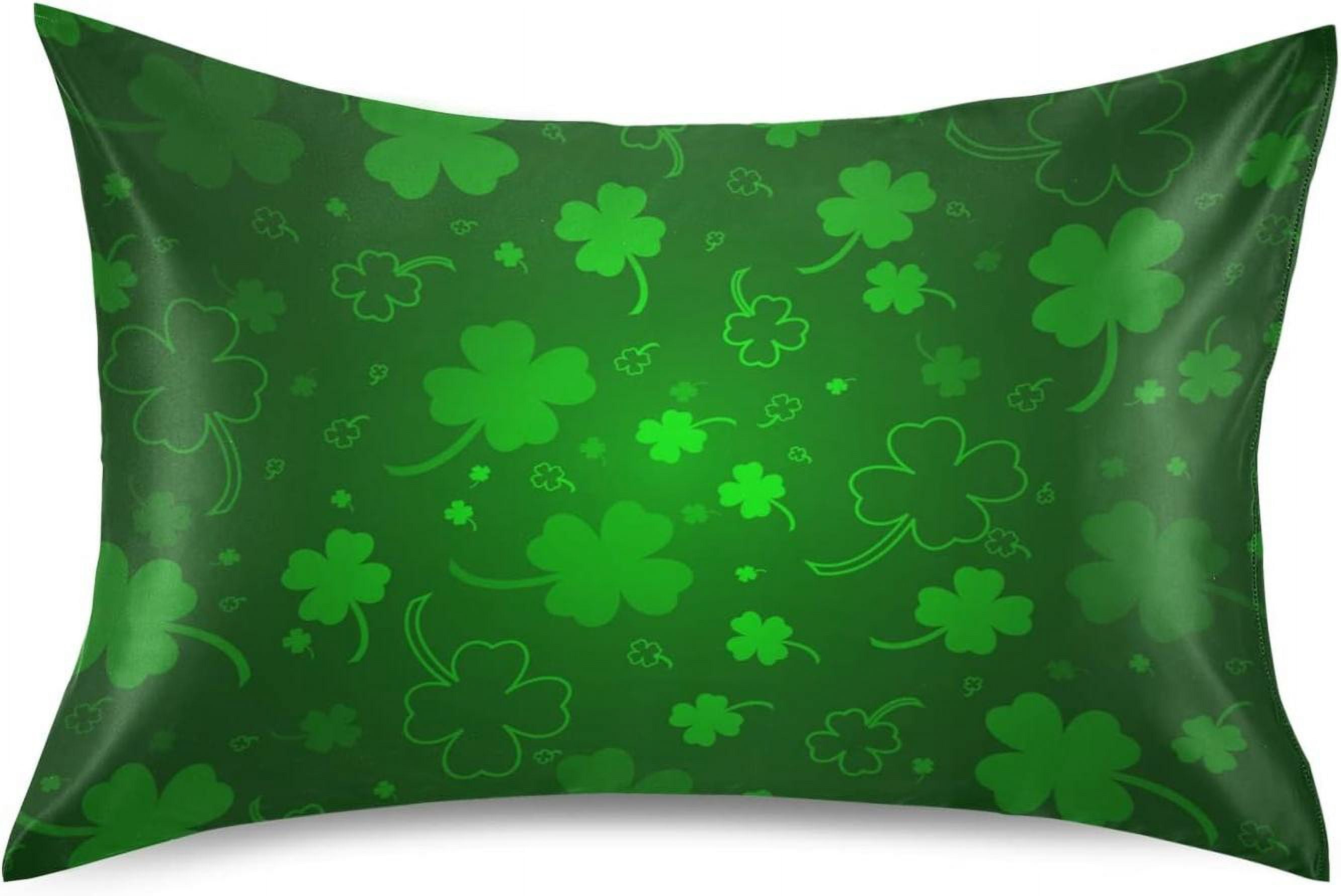 Hyjoy 20x40 in St. Patrick's Day Clover Satin Pillowcase for Hair and