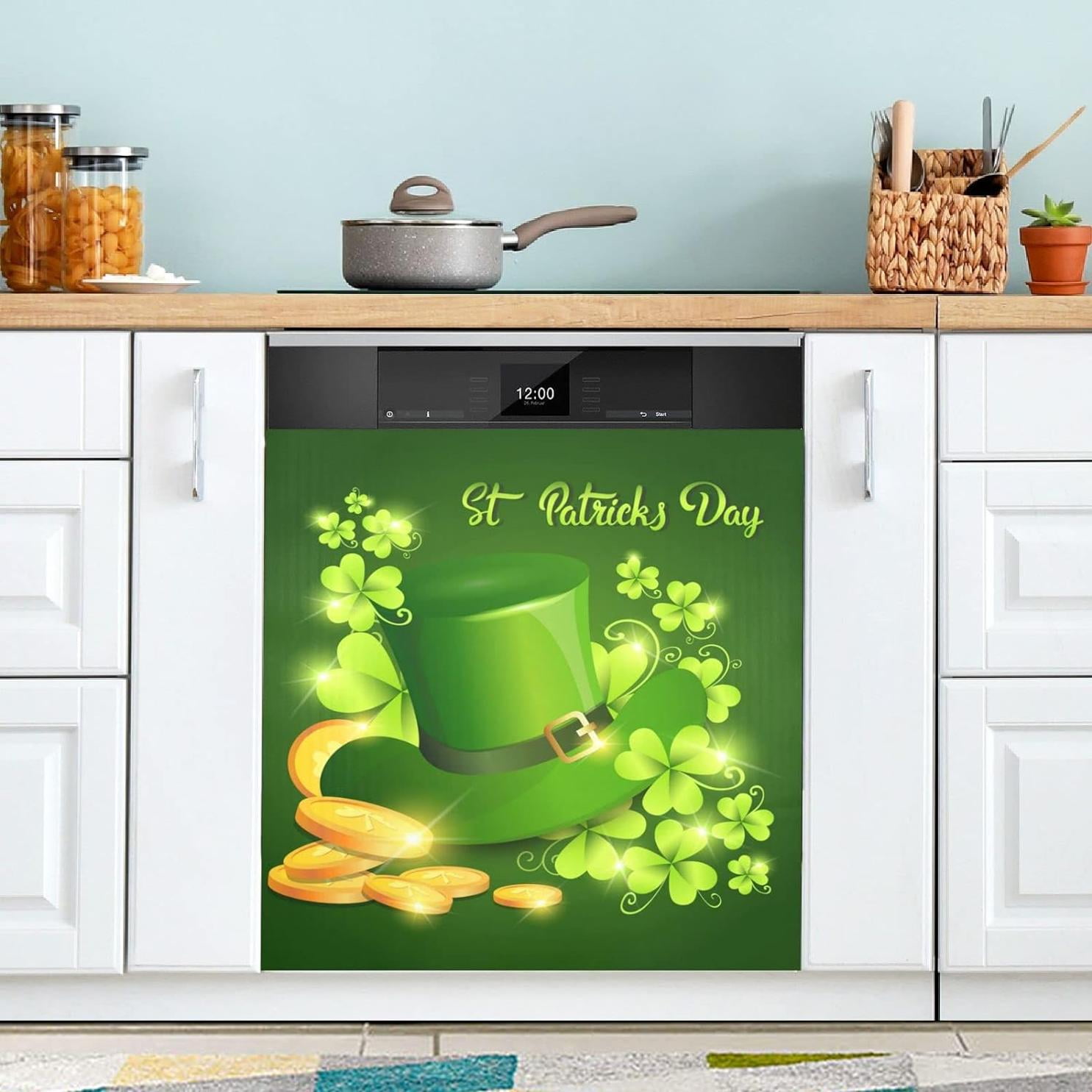 Hyjoy 23x26In St. Patrick's Day Dishwasher Cover Decorative Door Cover Front