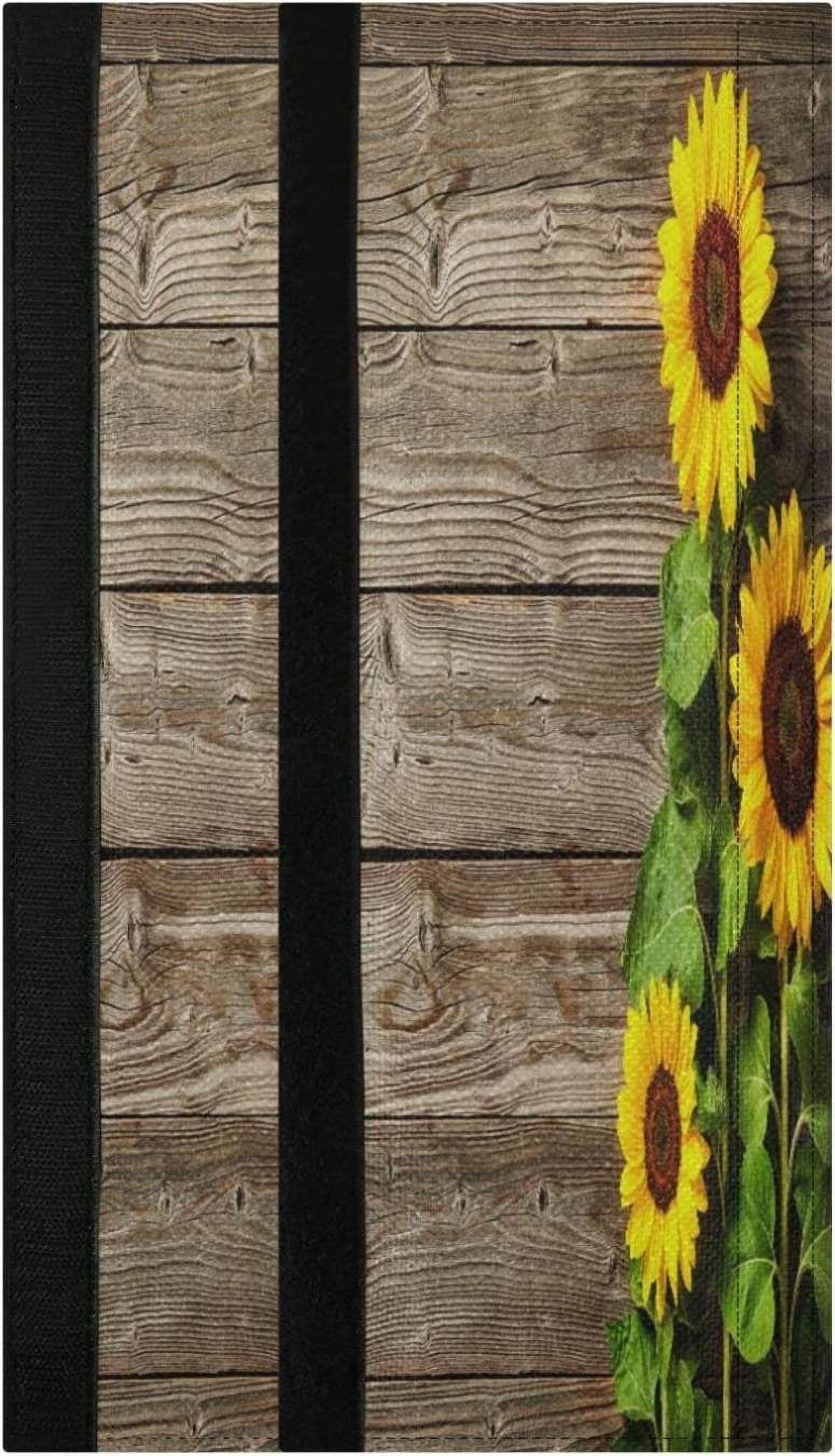 Hyjoy 2PCS Refrigerator Door Handle Covers,Sunflower Wood Background