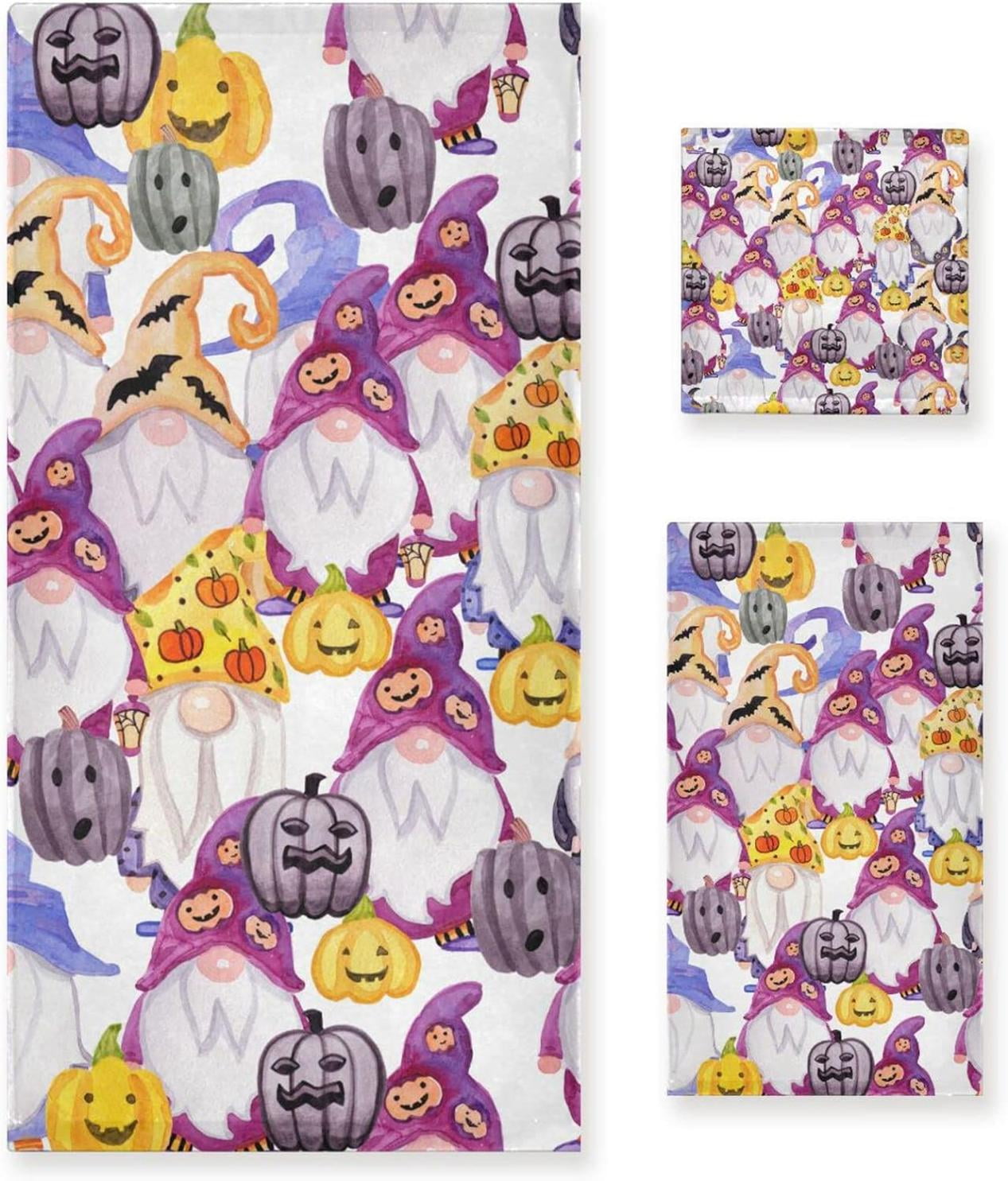 Hyjoy 3Piece Towel Halloween Gnomes Cotton Bath Towel Set (1 Bath