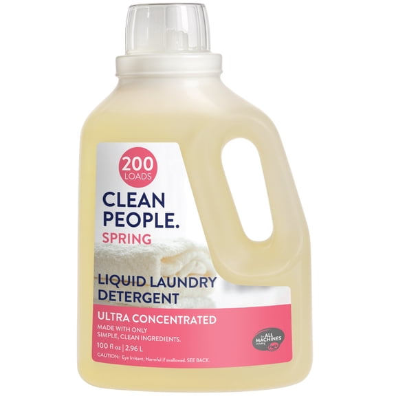 Clean People Liquid Laundry Detergent, Safer Ingredients, Spring Scent, 200 Loads